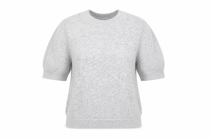 Marks and Spencer Women Grey M Open Knit Short Sleeve Jumper