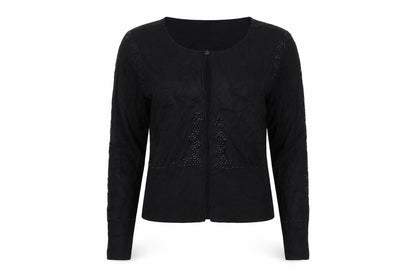 Marks & Spencer Women Black UK 14 Sequin Knit Long Sleeve Cardigan