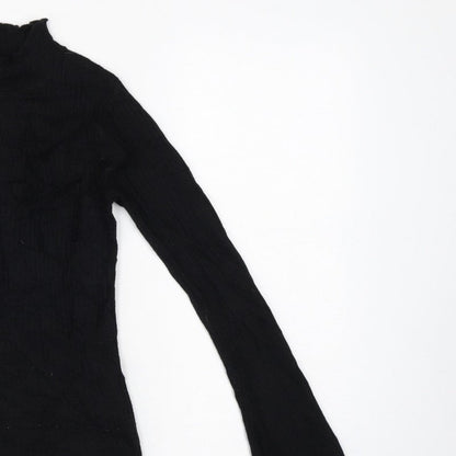 Brave Soul Women’s Black Size 8 Mock Neck Bell Sleeve Knit Jumper