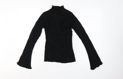 Brave Soul Women’s Black Size 8 Mock Neck Bell Sleeve Knit Jumper