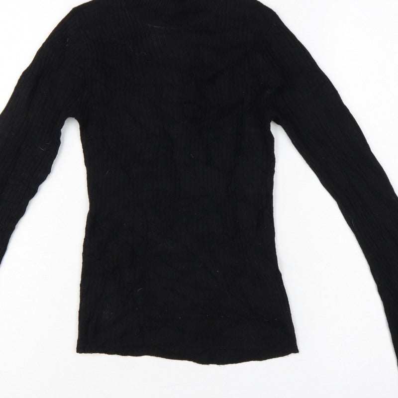 Brave Soul Women’s Black Size 8 Mock Neck Bell Sleeve Knit Jumper