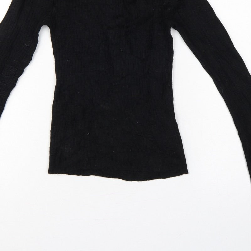 Brave Soul Women’s Black Size 8 Mock Neck Bell Sleeve Knit Jumper