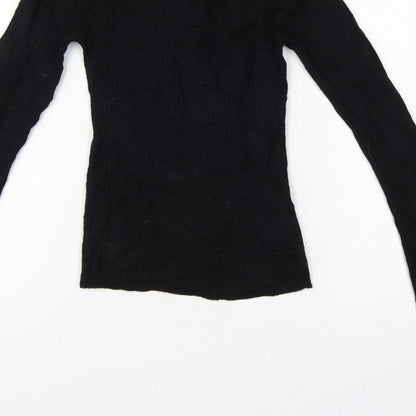 Brave Soul Women’s Black Size 8 Mock Neck Bell Sleeve Knit Jumper