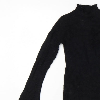 Brave Soul Women’s Black Size 8 Mock Neck Bell Sleeve Knit Jumper