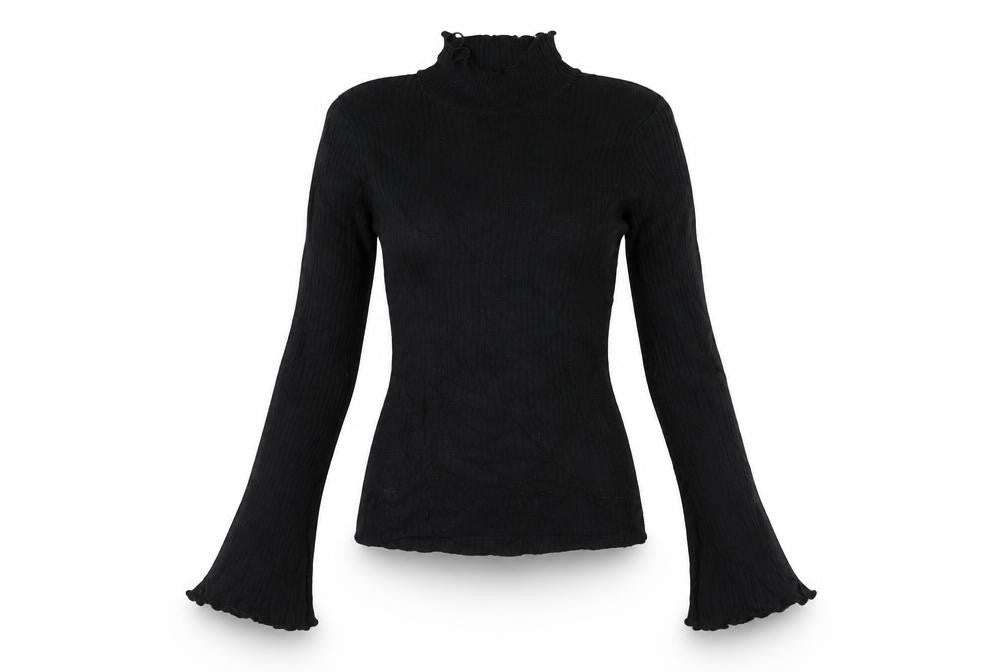 Brave Soul Women’s Black Size 8 Mock Neck Bell Sleeve Knit Jumper