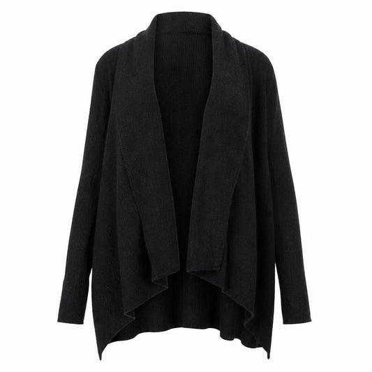 AllSaints Women Black M Merino Wool Open Cowl Neck Cardigan