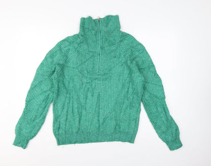 Marks and Spencer Women’s Green S Half Zip High Neck Knit Pullover