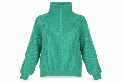 Marks and Spencer Women’s Green S Half Zip High Neck Knit Pullover