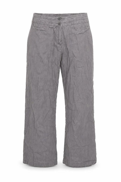 Marks and Spencer Women Grey UK 12 Linen Blend Wide-Leg Trousers
