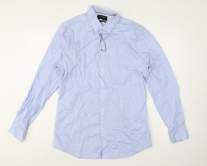 Marks & Spencer Autograph Men Blue M Slim Floral Cotton Shirt
