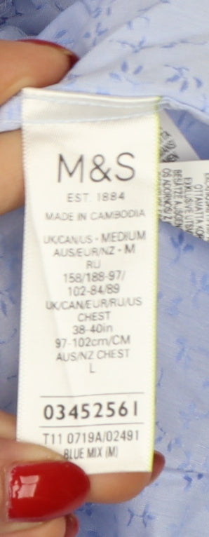 Marks & Spencer Autograph Men Blue M Slim Floral Cotton Shirt