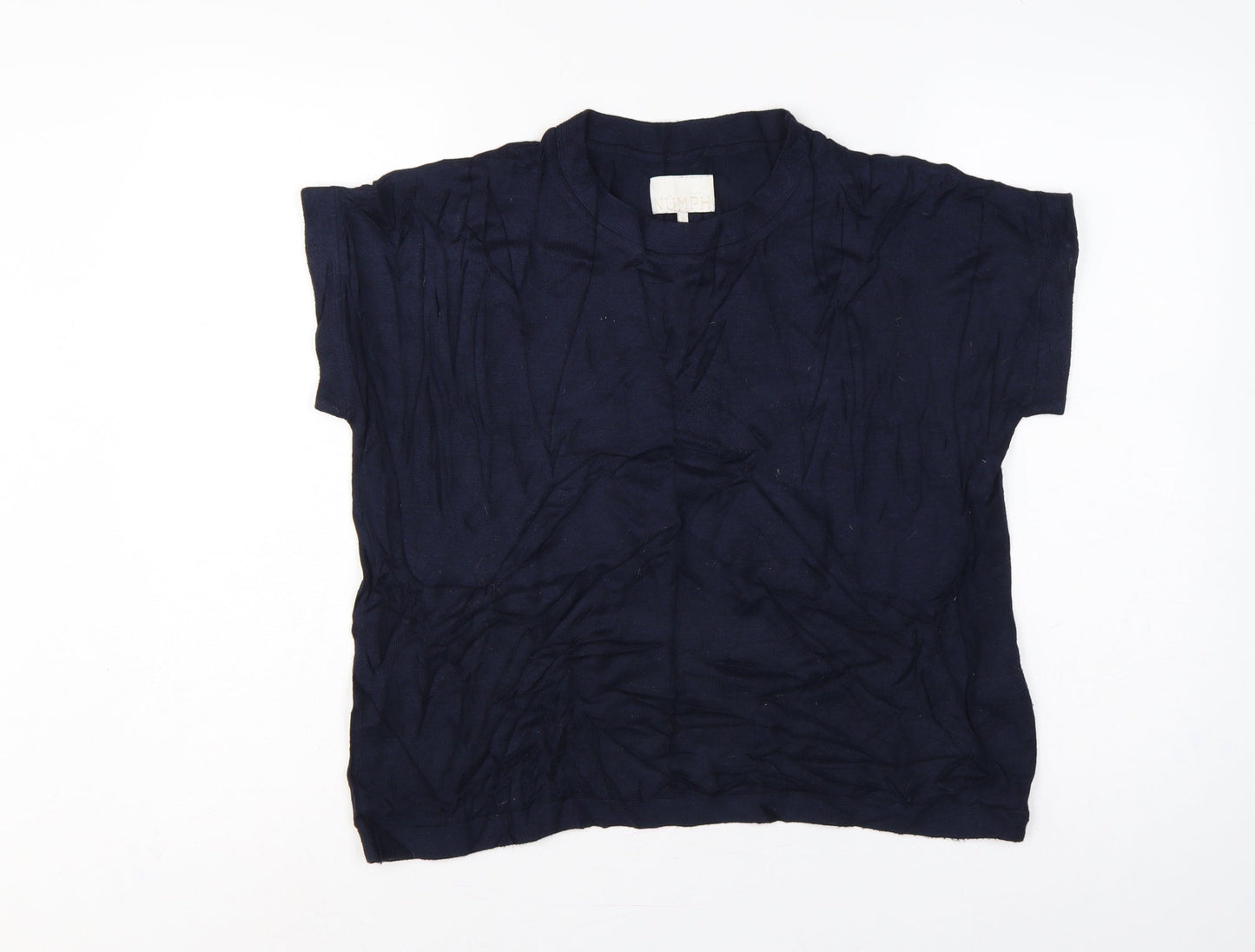 Nümph Women’s Navy Blue Size S Short Sleeve Crew Neck Viscose Knit Jumper