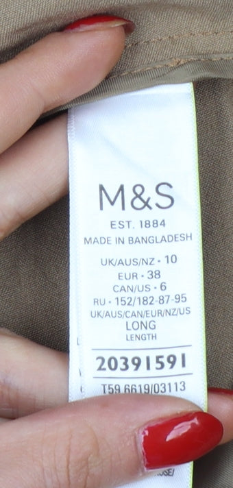 Marks and Spencer Women Beige UK 10 Long Flared Tailored Trousers