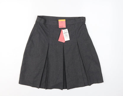 Marks & Spencer Girls Grey Plus Fit Pleated School Uniform Skirt 11-12 Years