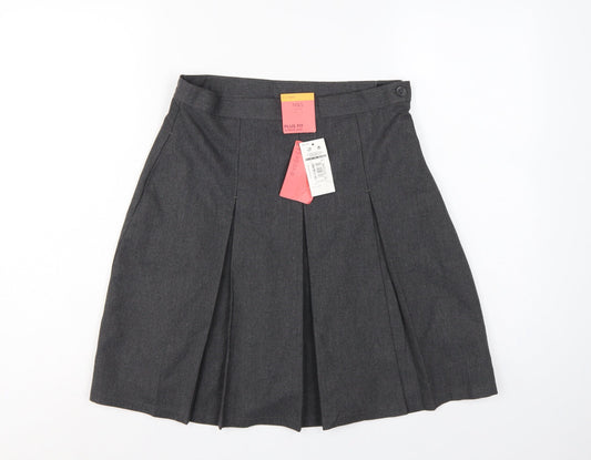 Marks & Spencer Girls Grey Plus Fit Pleated School Uniform Skirt 11-12 Years