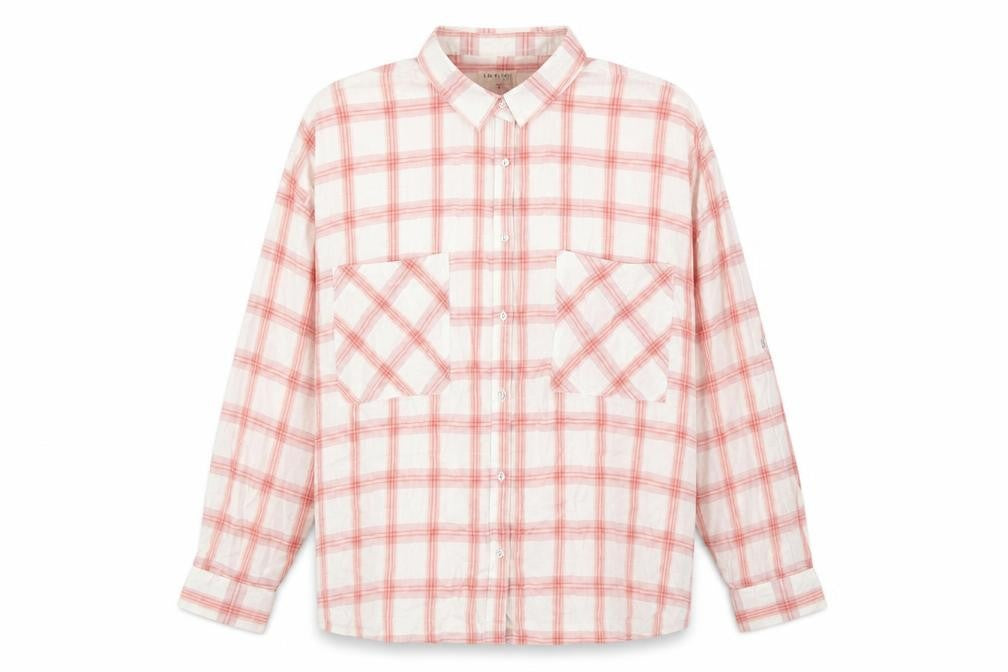 Marks and Spencer Women Pink Check Cotton Blend Button-Up Shirt UK 14