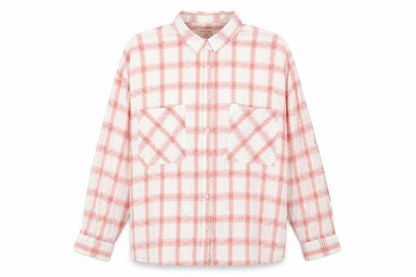 Marks and Spencer Women Pink Check Cotton Blend Button-Up Shirt UK 14