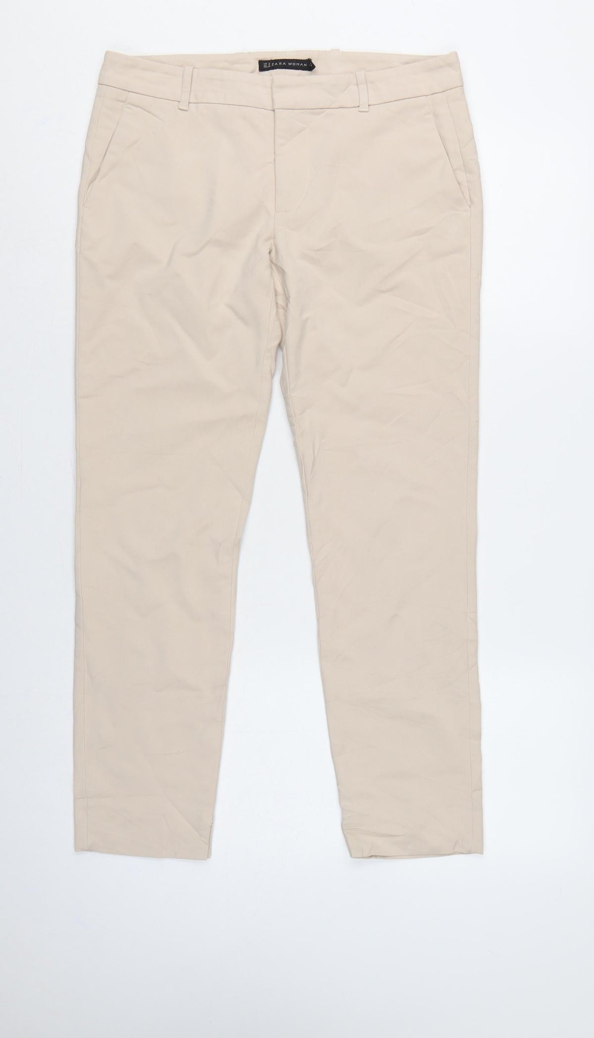 Zara Women Beige UK 12 Tailored Tapered Dress Trousers