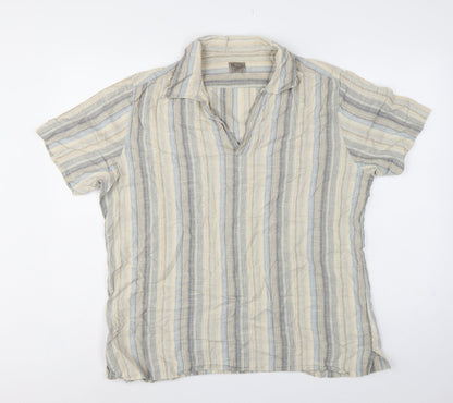 Bh Marylebone House Men’s Multicoloured Striped Cotton Polo Shirt L