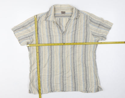 Bh Marylebone House Men’s Multicoloured Striped Cotton Polo Shirt L
