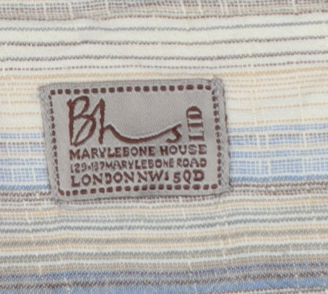 Bh Marylebone House Men’s Multicoloured Striped Cotton Polo Shirt L