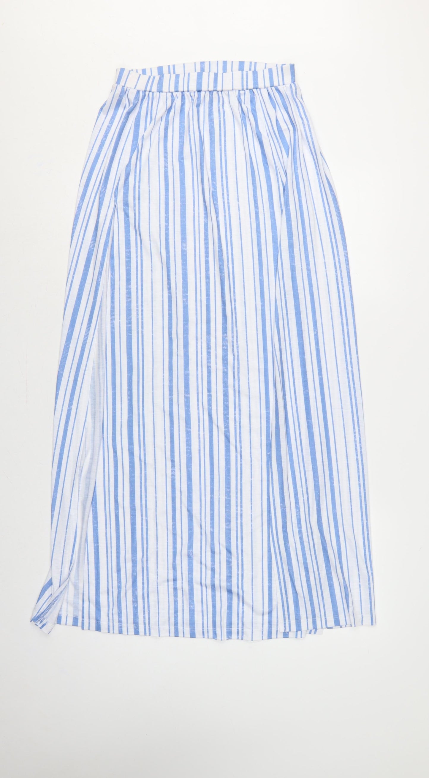 ASOS Women Blue White Stripe High Rise Long A-Line Skirt UK 8