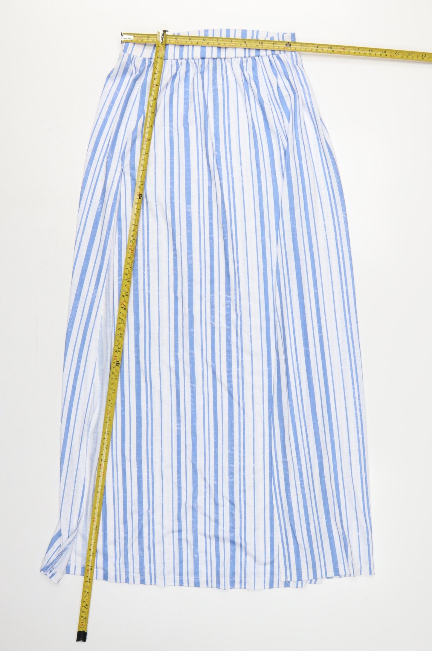 ASOS Women Blue White Stripe High Rise Long A-Line Skirt UK 8