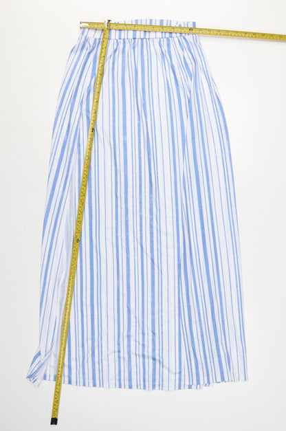 ASOS Women Blue White Stripe High Rise Long A-Line Skirt UK 8