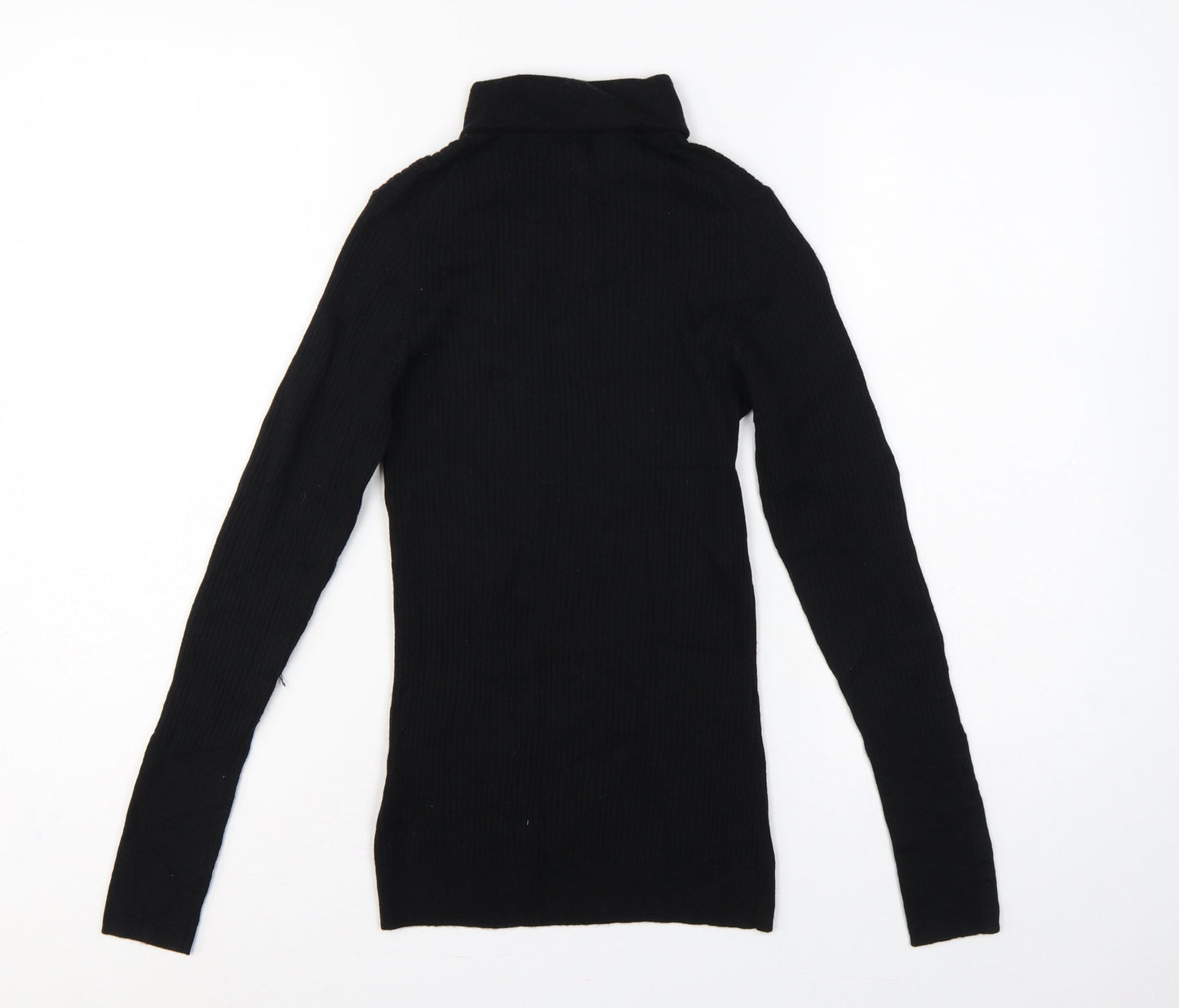 Hobbs Women Black M Merino Wool Ribbed Roll Neck Pullover Jumper
