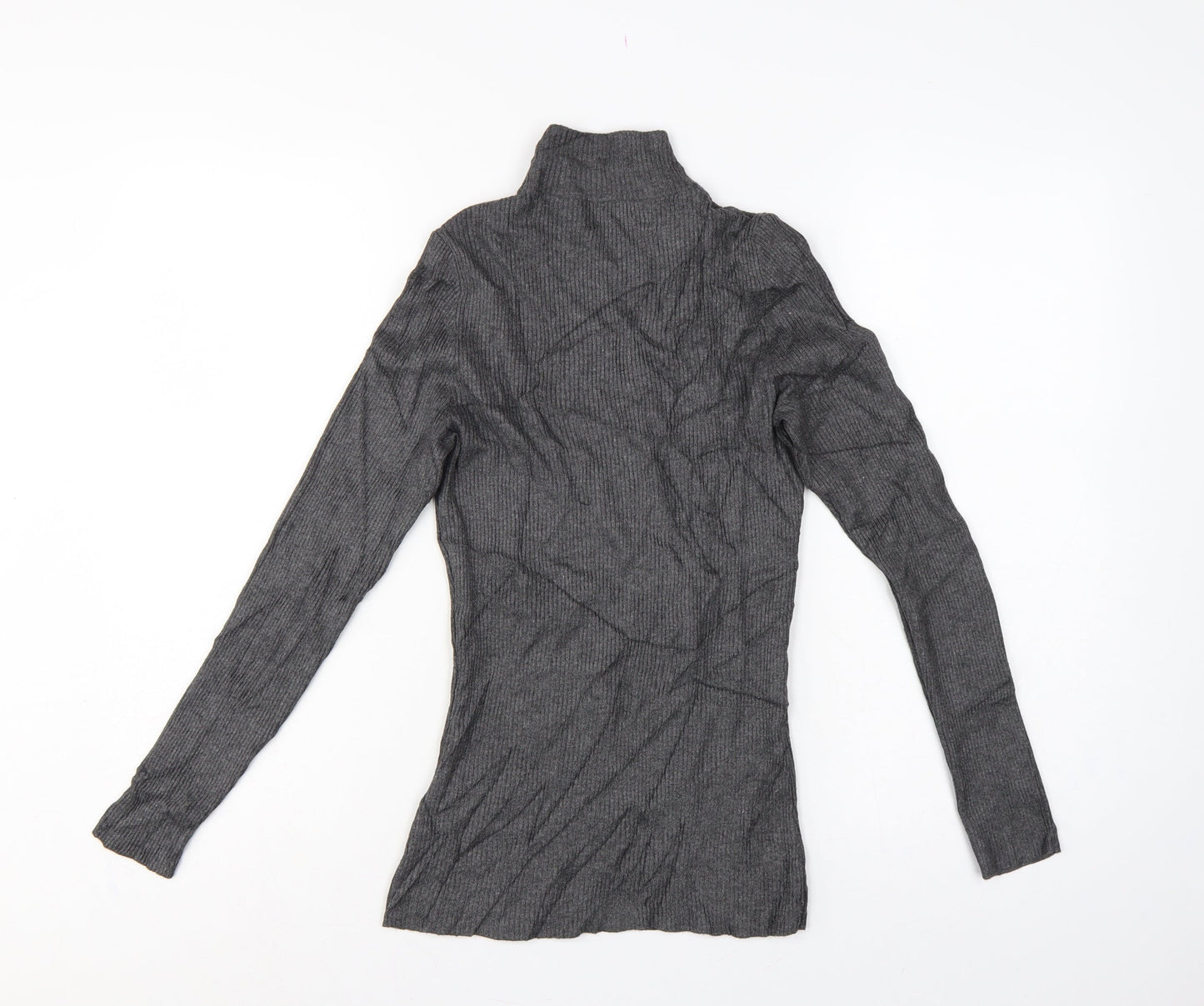 Lipsy London Women’s Grey Ribbed Roll Neck Slim Jumper UK 8