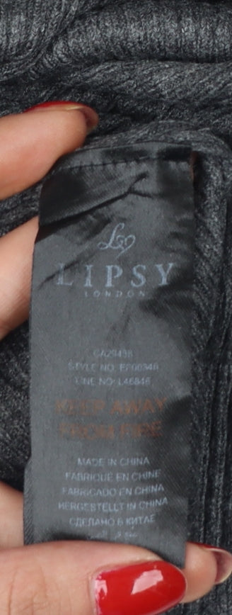 Lipsy London Women’s Grey Ribbed Roll Neck Slim Jumper UK 8