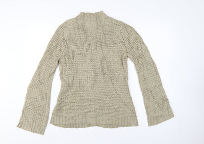 Bhs Women’s Beige UK 10 Chunky Knit Shawl Collar Button Cardigan