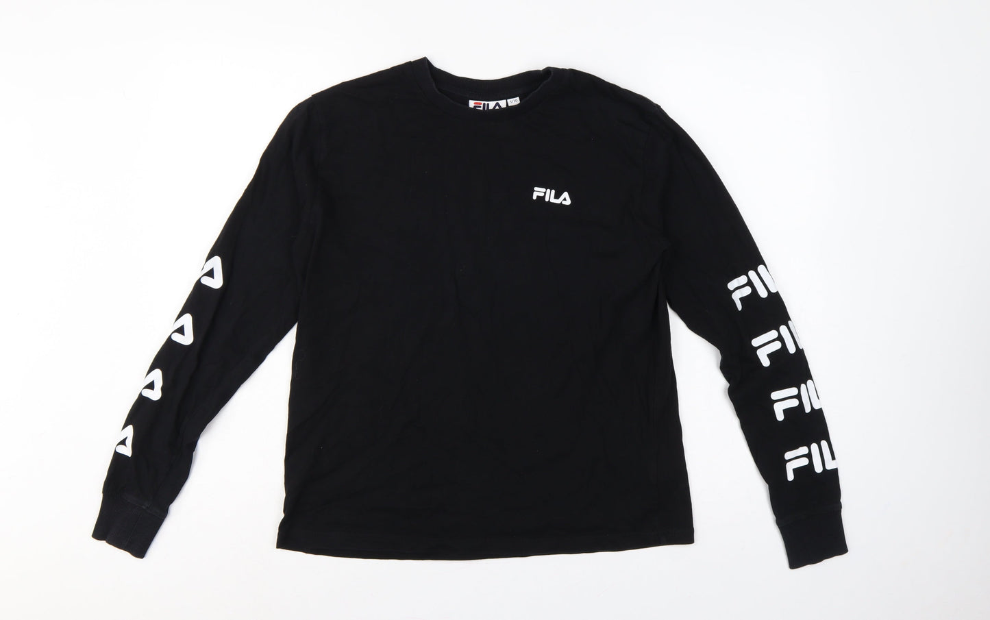 Fila Women’s Black Size 10 Long Sleeve Logo T-Shirt Cotton