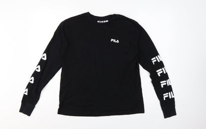 Fila Women’s Black Size 10 Long Sleeve Logo T-Shirt Cotton