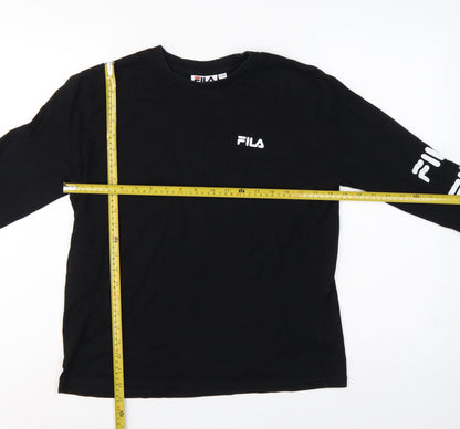 Fila Women’s Black Size 10 Long Sleeve Logo T-Shirt Cotton