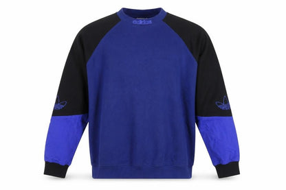 Adidas Originals Men’s Blue Black Colour Block Fleece Sweatshirt XL Pullover