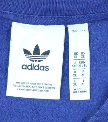 Adidas Originals Men’s Blue Black Colour Block Fleece Sweatshirt XL Pullover