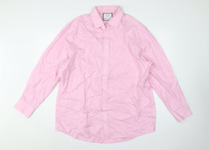 Charles Tyrwhitt Men's Pink 17 Classic Fit Non-Iron Cotton Dress Shirt