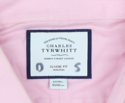 Charles Tyrwhitt Men's Pink 17 Classic Fit Non-Iron Cotton Dress Shirt