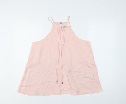 River Island Women Pink UK 12 Halter Tie Front Chiffon Camisole Blouse