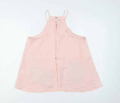 River Island Women Pink UK 12 Halter Tie Front Chiffon Camisole Blouse