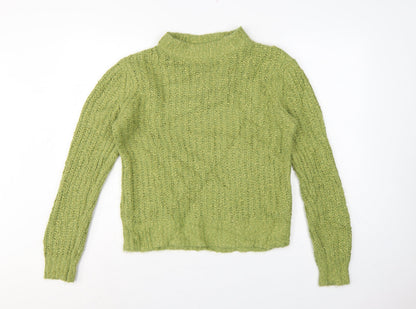 Marks & Spencer Women Green UK 12 Chunky Knit Mock Neck Jumper
