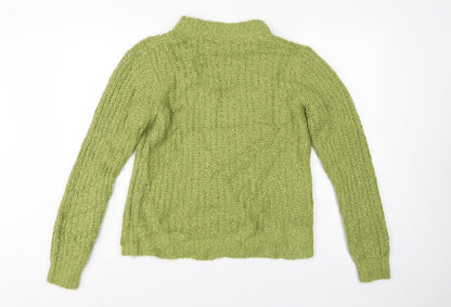 Marks & Spencer Women Green UK 12 Chunky Knit Mock Neck Jumper