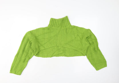 ASOS Design Women Green UK 10 Chunky Knit High Neck Cropped Jumper