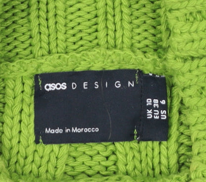 ASOS Design Women Green UK 10 Chunky Knit High Neck Cropped Jumper
