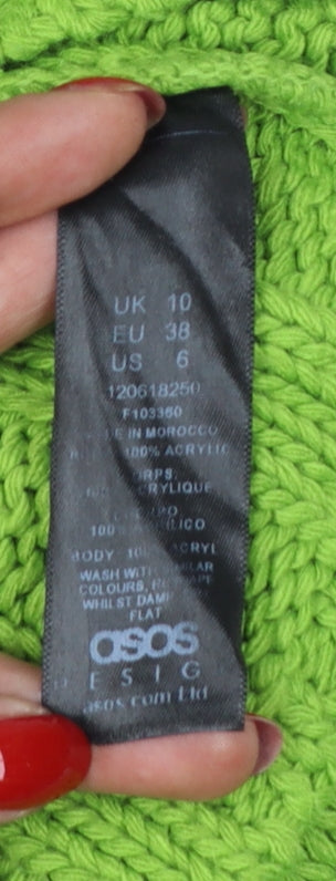 ASOS Design Women Green UK 10 Chunky Knit High Neck Cropped Jumper