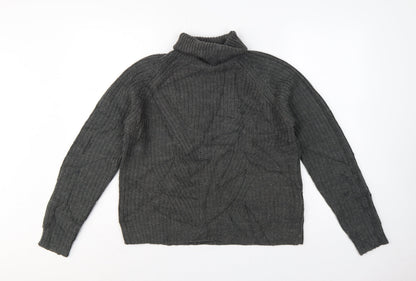Jacqueline de Yong Women Grey S Cable Knit Roll Neck Jumper
