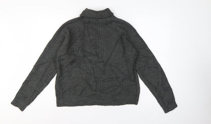 Jacqueline de Yong Women Grey S Cable Knit Roll Neck Jumper