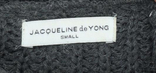 Jacqueline de Yong Women Grey S Cable Knit Roll Neck Jumper