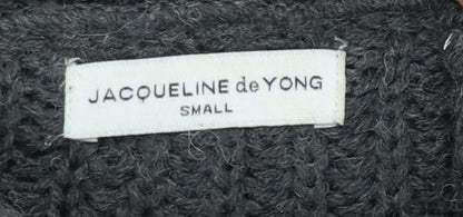 Jacqueline de Yong Women Grey S Cable Knit Roll Neck Jumper